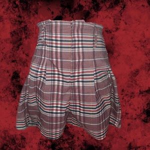 flowy red & blue high waisted plaid shorts with ruched waist